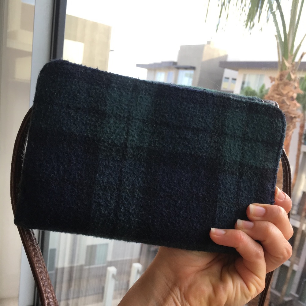 Navy and forest green plaid crossbody - Picture 2 of 8